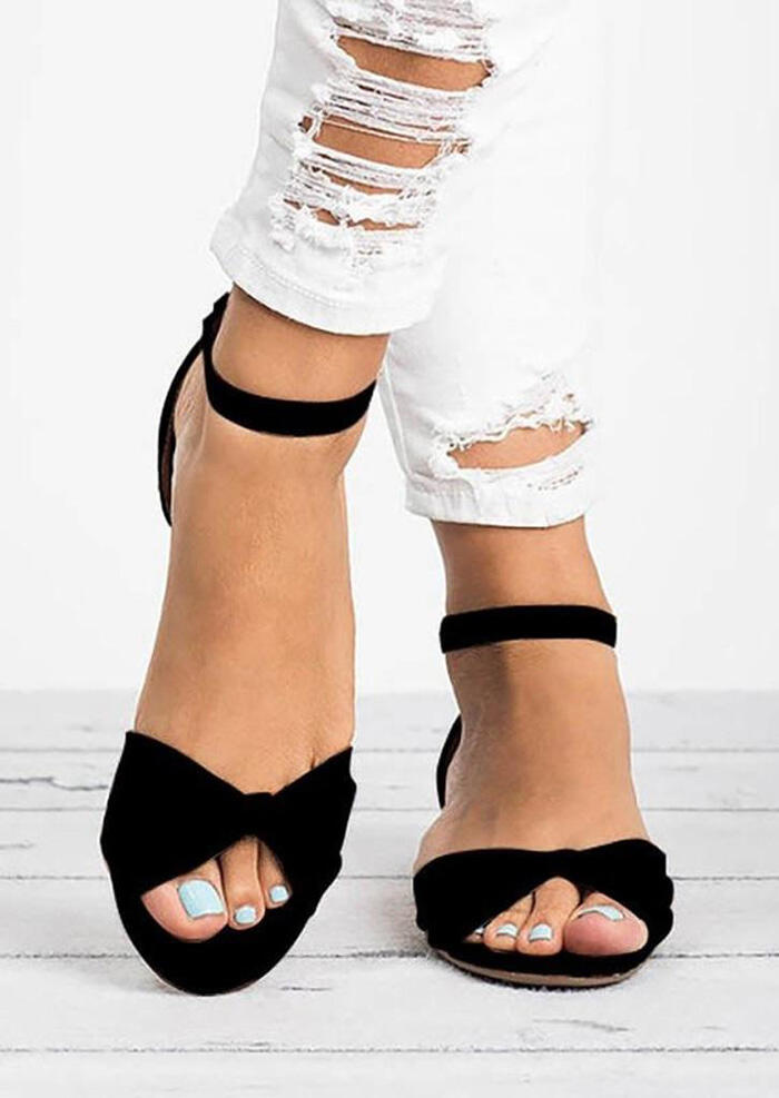 

Sandals Buckle Strap Flat Sandals - Black. Size: ,39,41