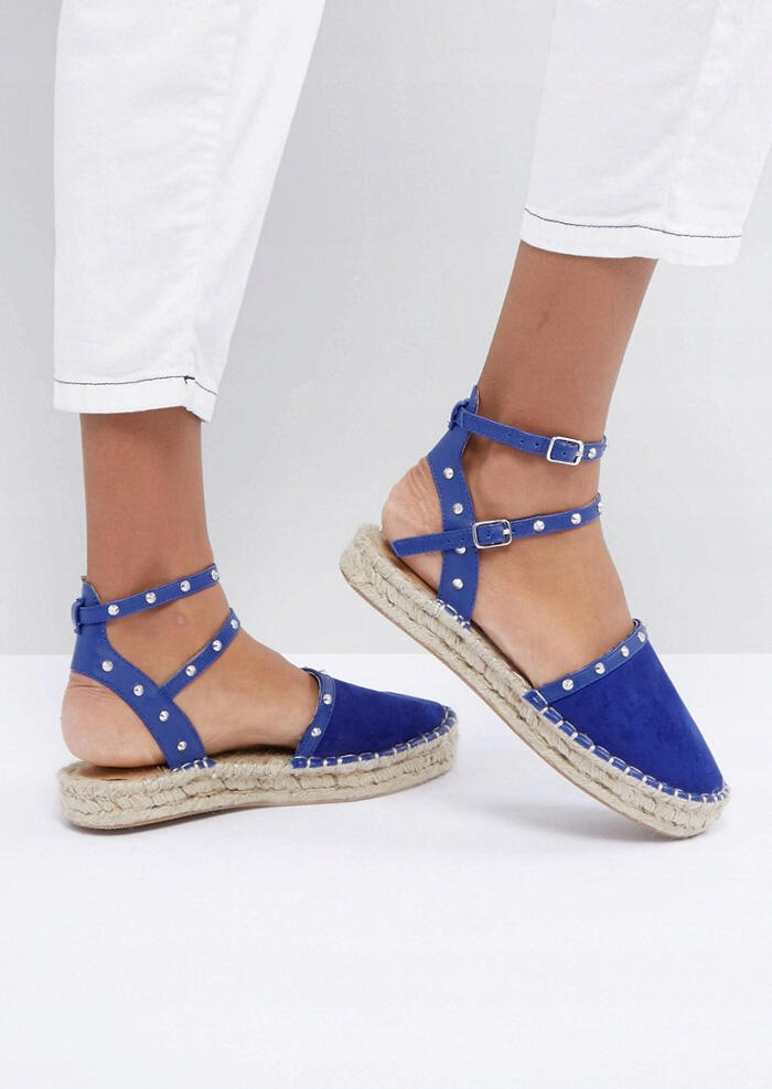 

Solid Ankle Strap Round Toe Platform Sandals - Royal Blue, 444633