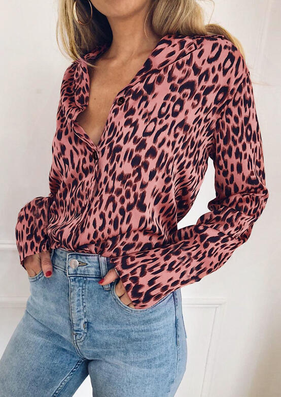 

Shirts Leopard Printed Button Long Sleeve Shirt. Size