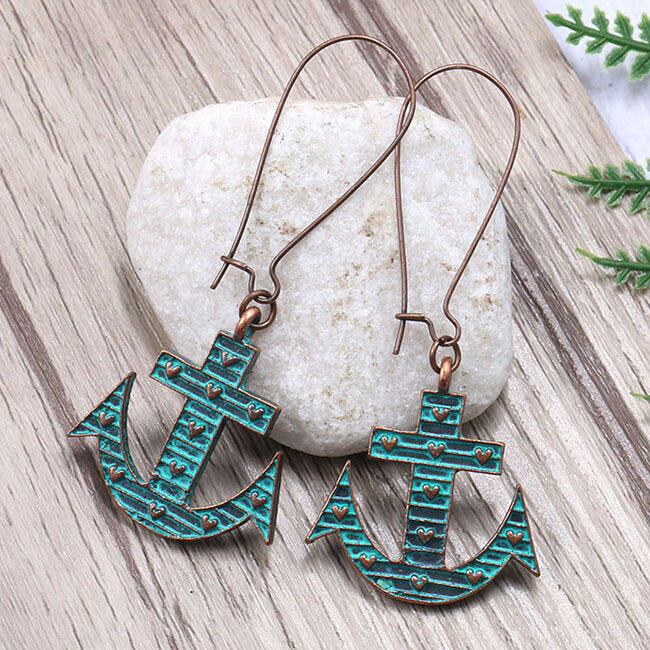 

Earrings Vintage Love Anchor Pendant Earrings. Size, Lake blue