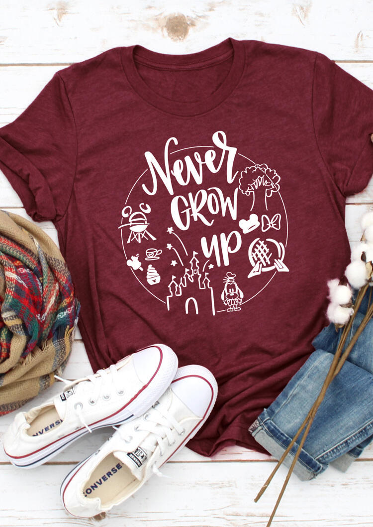 

Never Grow Up T-Shirt Tee - Burgundy, 461212