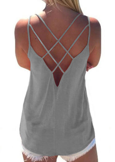 

Tank Tops Hollow Out Backless Camisole in White. Size