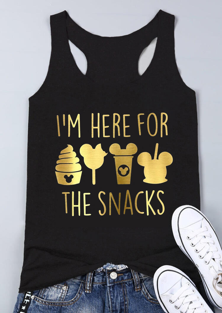 

I' Here For The Snacks Hot Stamping Tank - Black, 461235
