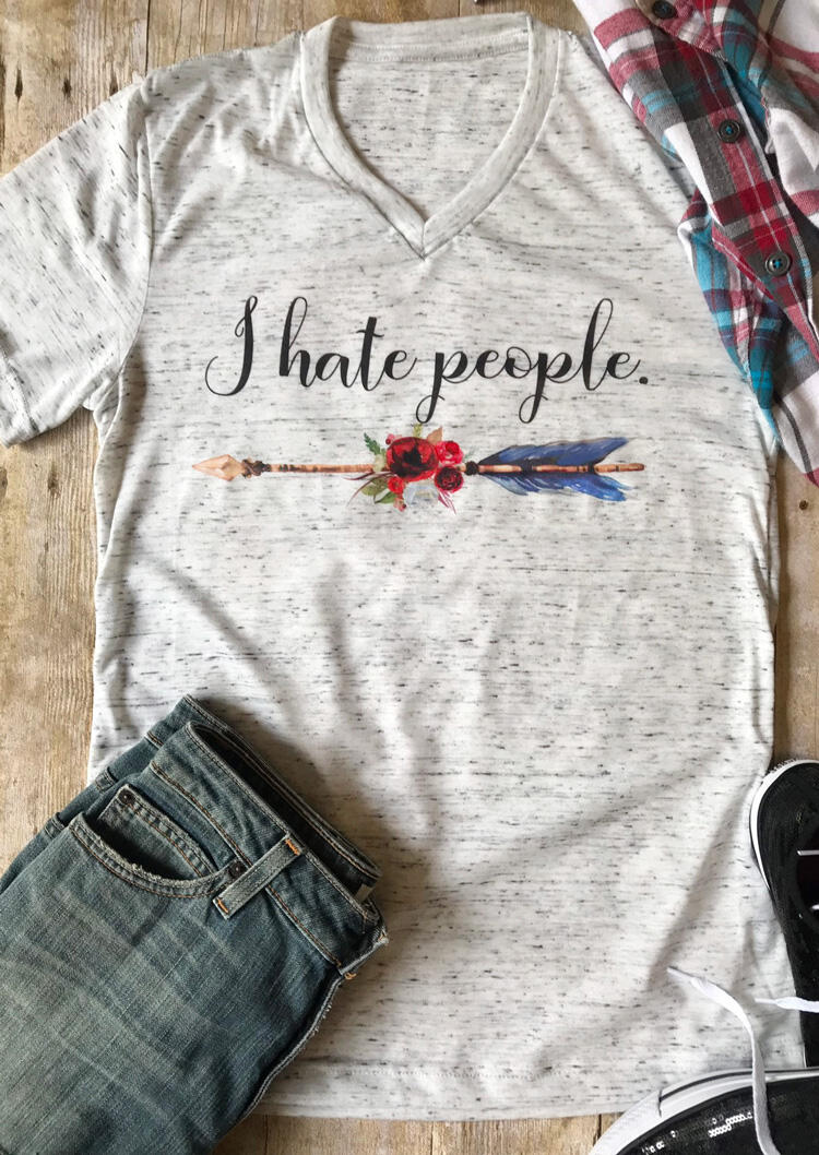 

I Hate People T-Shirt Tee - Light Grey, 461251