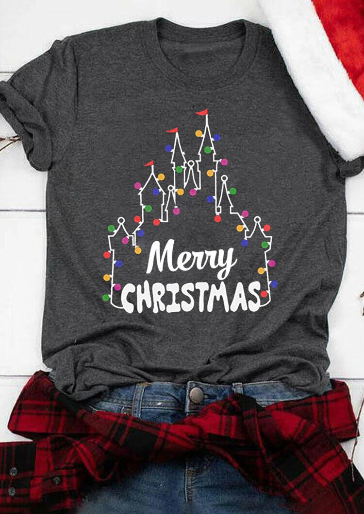 

Tees T-shirts Christmas Lights Castle T-Shirt Tee - Dark Grey. Size: ,M,XL