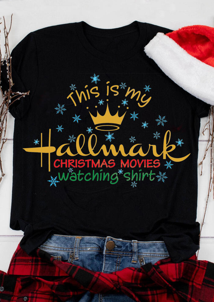 

This Is My Hallmark Christmas Movies Watching T-Shirt Tee - Black, 461307