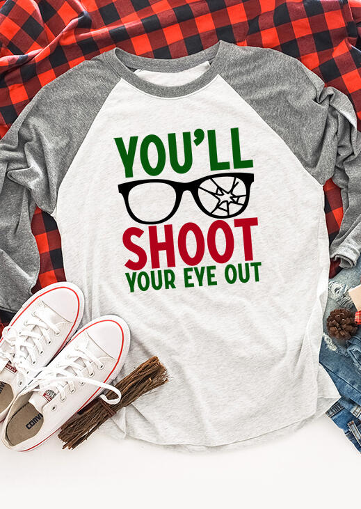 

You'll Shoot Your Eye Out Baseball T-Shirt Tee, White, 431880