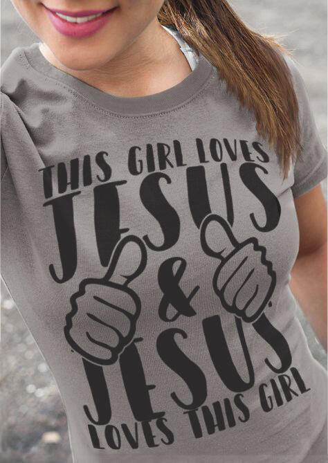 

Tees T-shirts This Girl Loves Jesus T-Shirt in Gray. Size: S,,XL