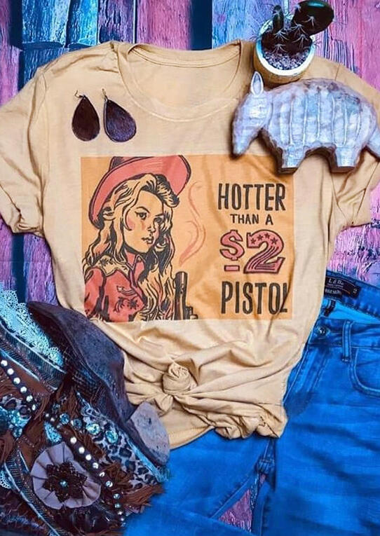 

Tees T-shirts Hotter Than A Pistol T-Shirt Tee in Flesh. Size: ,XL