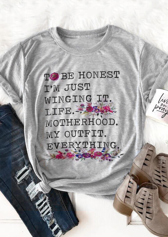 

Tees T-shirts To Be Honest T-Shirt Tee in Light Grey. Size: S,M,,XL