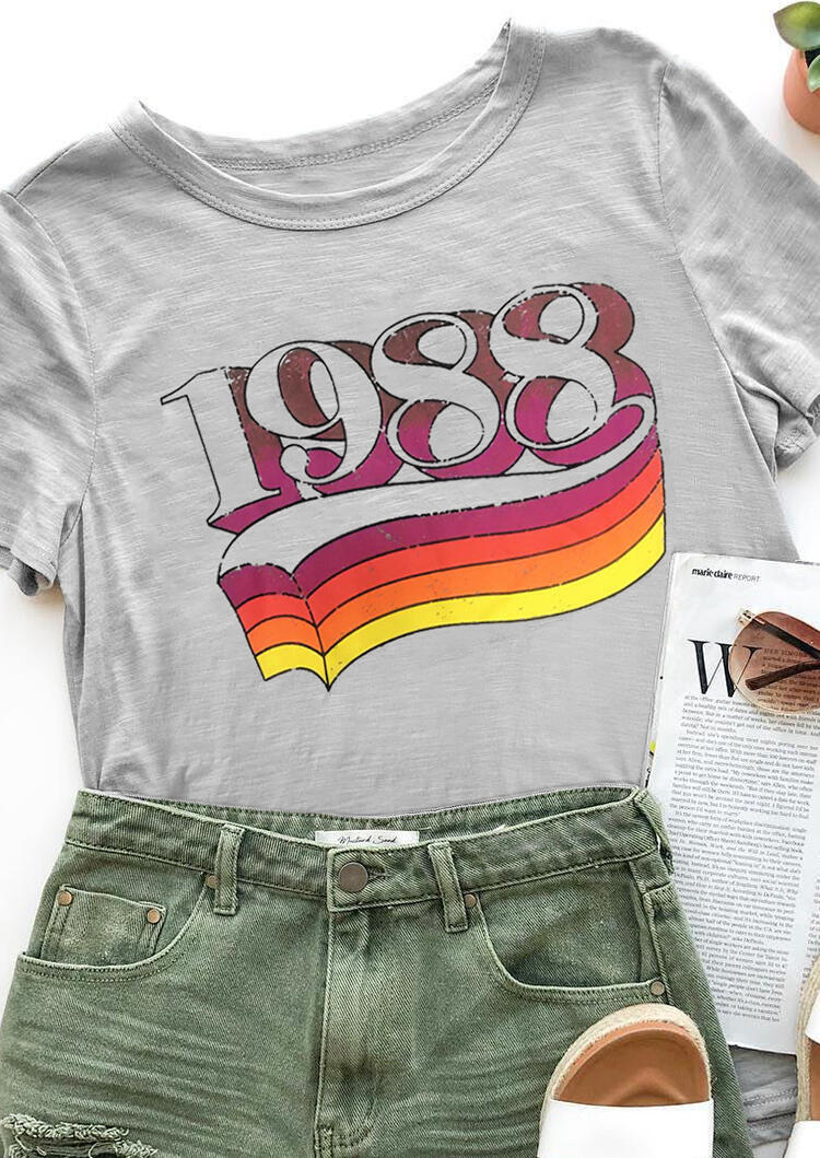 

1988 Rainbow O-Neck T-Shirt Tee - Gray, 446640