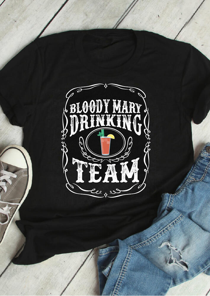 

Tees T-shirts Bloody Mary Drinking Team T-Shirt Tee - Black. Size