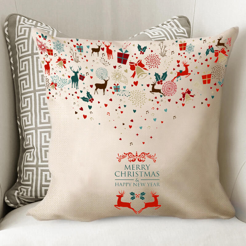 

Starry Elk Merry Christmas Pillowcase without Pillow in Khaki. Size