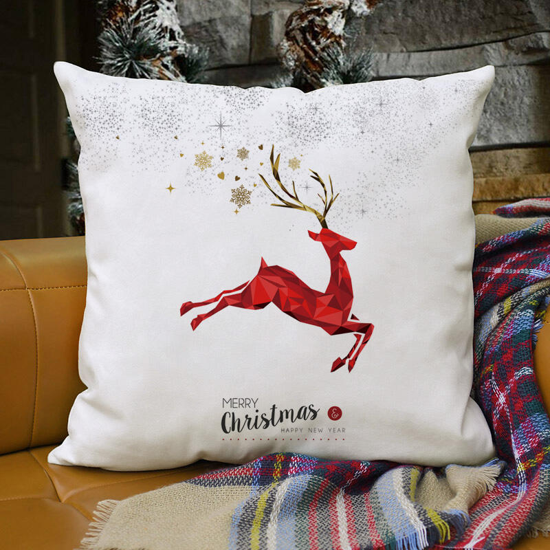 

Merry Christmas Moose Snowflake Pillowcase without Pillow, White