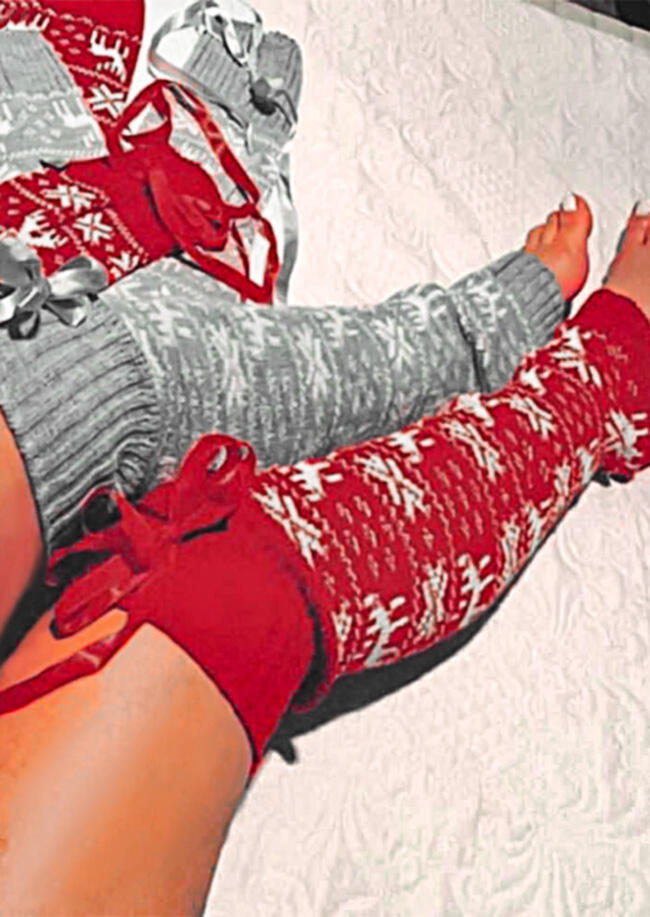 

Christmas Elk Bow Tie Thigh-High Socks, Red, 461322