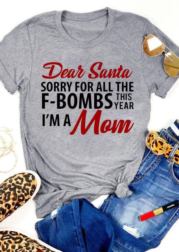 

Tees T-shirts Dear Santa I'm A Mom T-Shirt Tee - Gray. Size: S,M,,XL