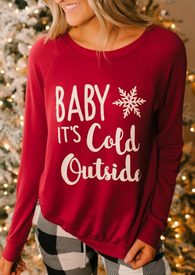 

Baby It' Cold Outside Christmas Snowflake T-Shirt Tee - Red, 461377
