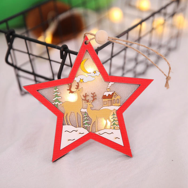 

Christmas Tree Star Ball Trolley Illuminated Wooden Pendant, Pattern1;pattern2;pattern3;pattern4, 461407