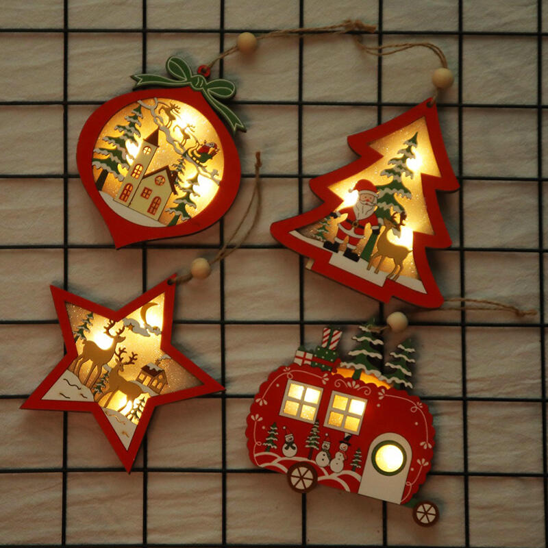 

Festive & Party Supplies Christmas Tree Star Ball Trolley Illuminated Wooden Pendant, Pattern2