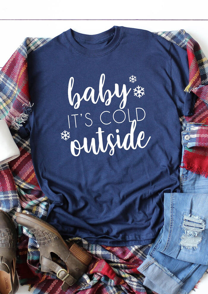 

Tees T-shirts Baby It's Cold Outside T-Shirt Tee - Deep Blue. Size: S,M,,XL