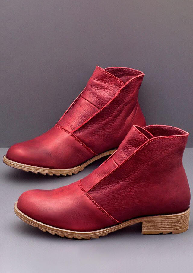 

Boots Slip-On Round Toe Ankle Boots. Size: ,40,41, Red