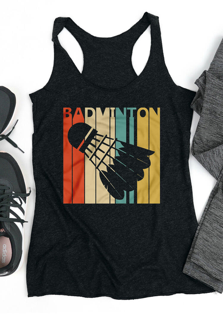 

Vintage Retro Badminton O-Neck Tank Top - Black