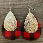 Plaid Sequined Dual-Layered Leather Earrings