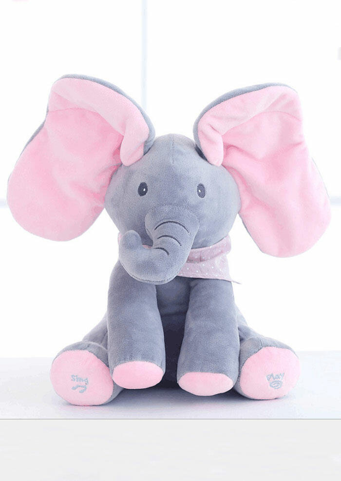 

Baby Peek A Boo Flappy Plush Singing Toy Elephant, Gray, 461707