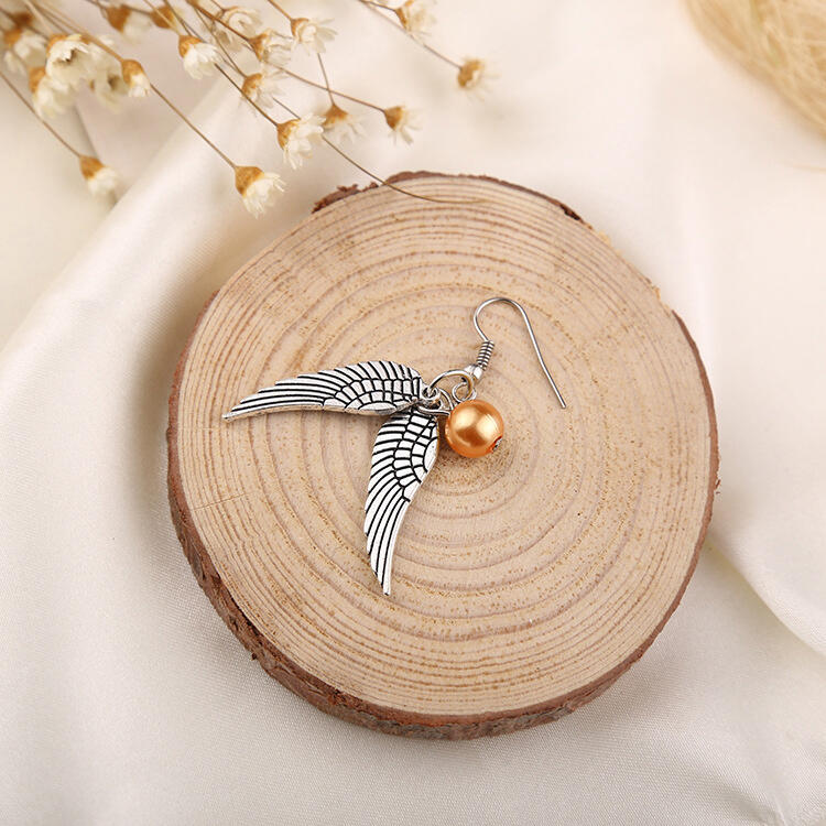 

Wing Golden Bead Alloy Earrings, Gold;silver, 461720