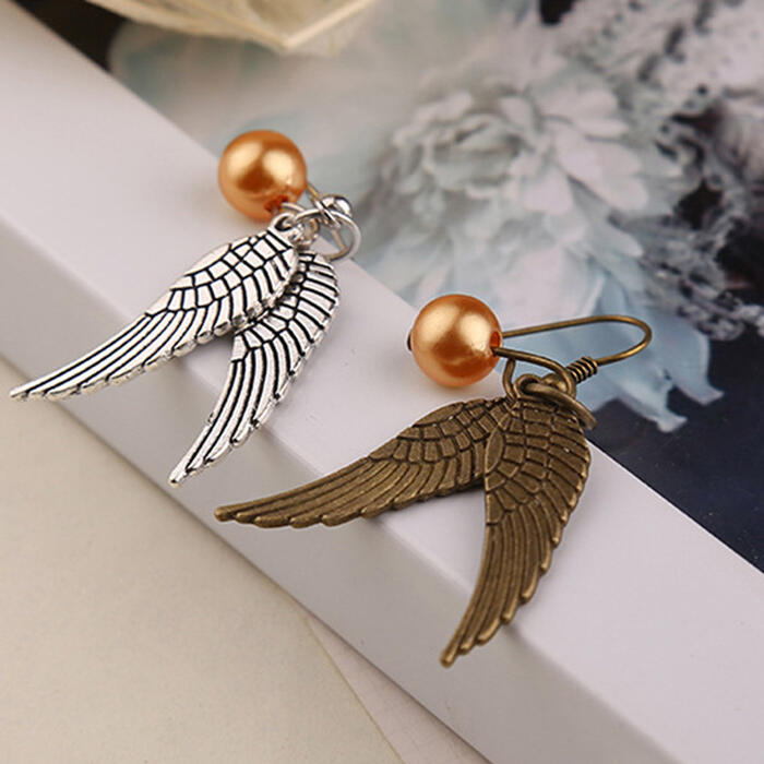 

Earrings Wing Golden Bead Alloy Earrings. Size, Silver
