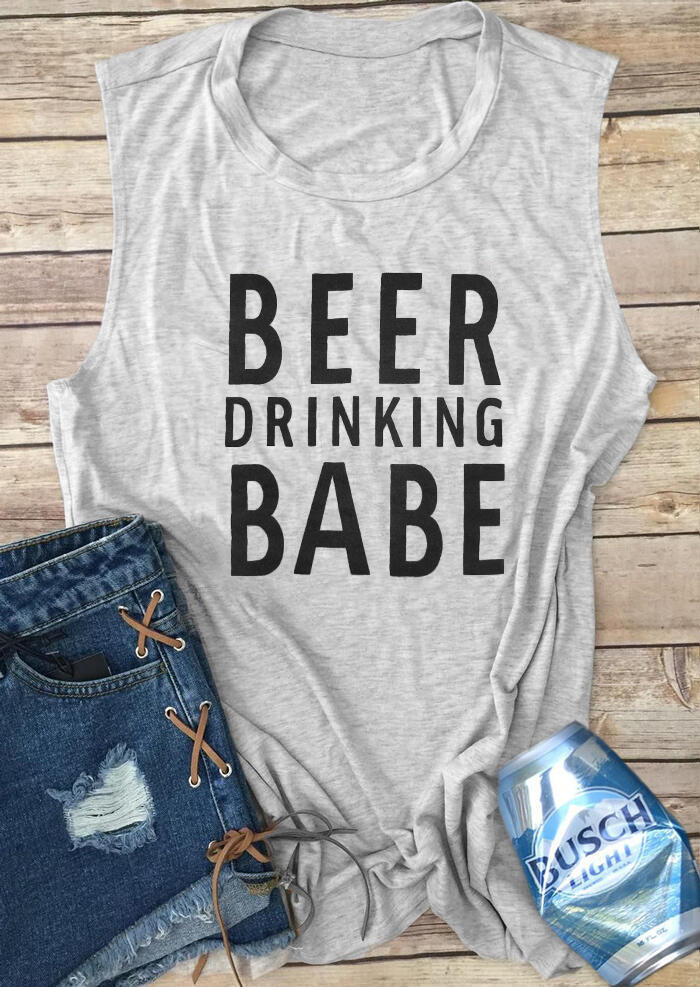 Beer Drinking Babe Tank – Dark Grey