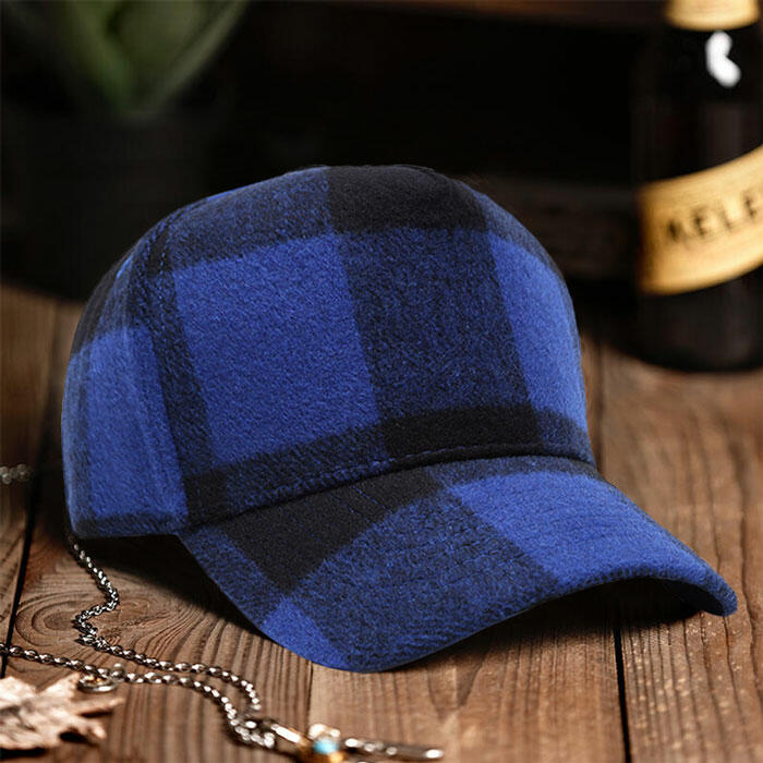 

Plaid Adjustable Buckle Strap Baseball Hat, Blue, 461847
