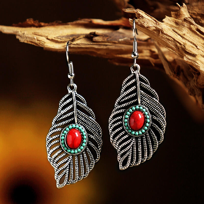 

Hollow Out Leaf Bead Pendant Earrings, Gold;silver, 462034