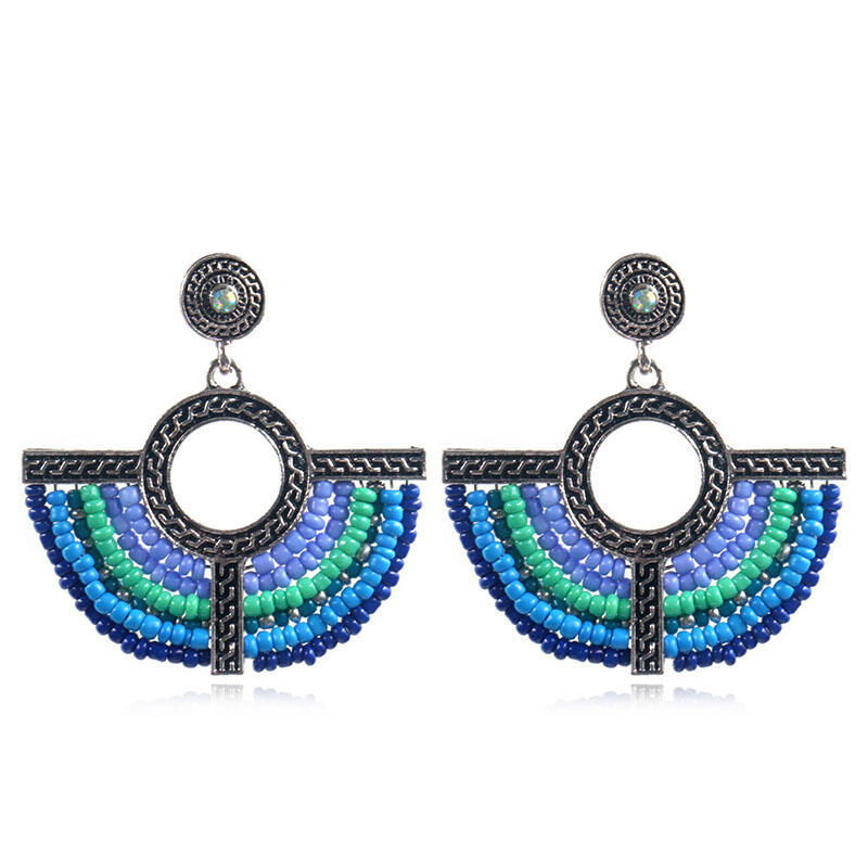

Vintage Beading Scalloped Alloy Stud Earrings, Blue;orange;rose red, 462256