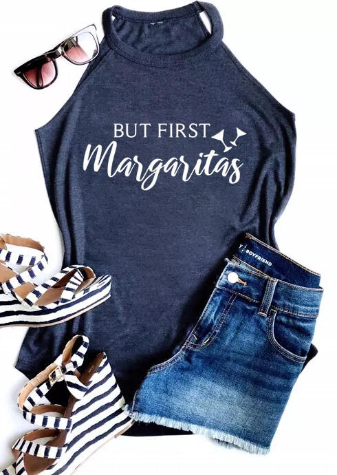 

But First Margaritas Tank Top - Navy Blue