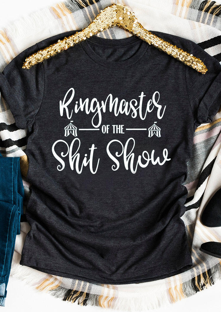 

Ringmaster Slogan Graphic T-Shirt Tee - Dark Grey, 462263