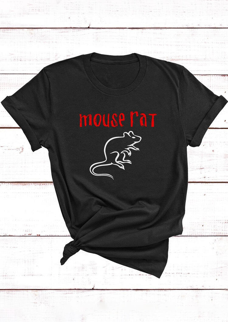 

Tees T-shirts Mouse Rat O-Neck T-Shirt Tee in Black. Size