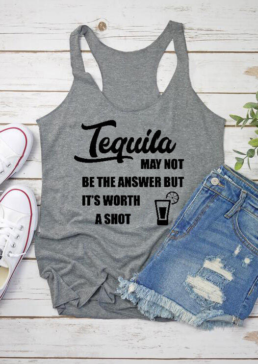 

Tank Tops Tequila May Not Be The Answer Tank in Gray. Size