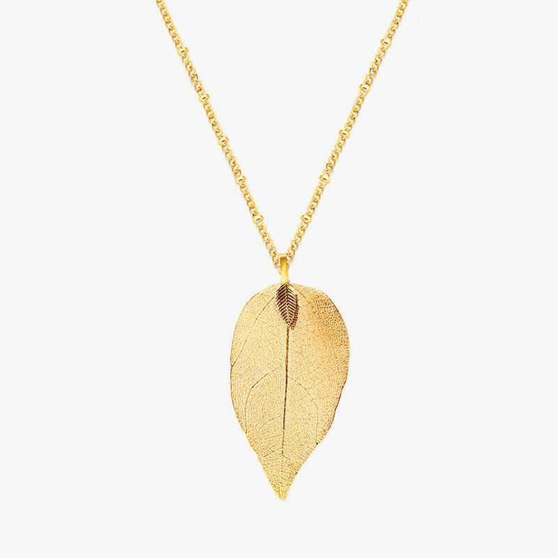 

Leaf Pendant Long Necklace, Gold;silver, 461953