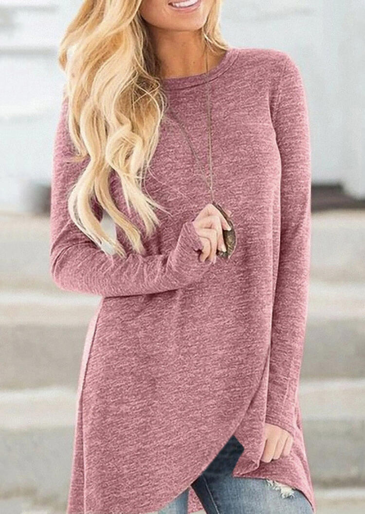 

Solid Irregular Wrap Blouse without Necklace - Cameo Brown, 458846