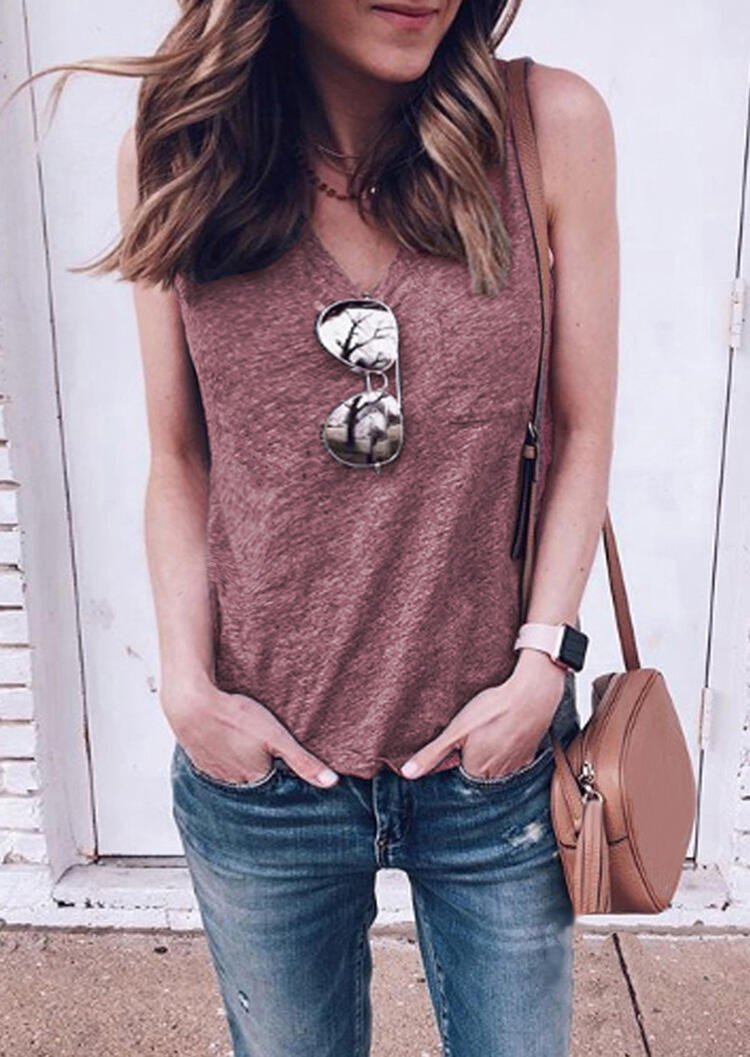 

Casual V-Neck Tank without Necklace - Cameo Brown, 462337
