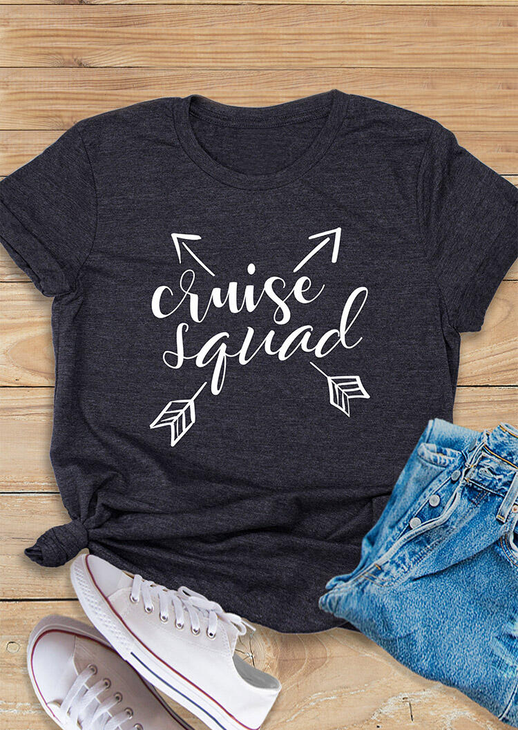 

T-shirts Tees Cruise Squad O-Neck T-Shirt Tee in Gray. Size