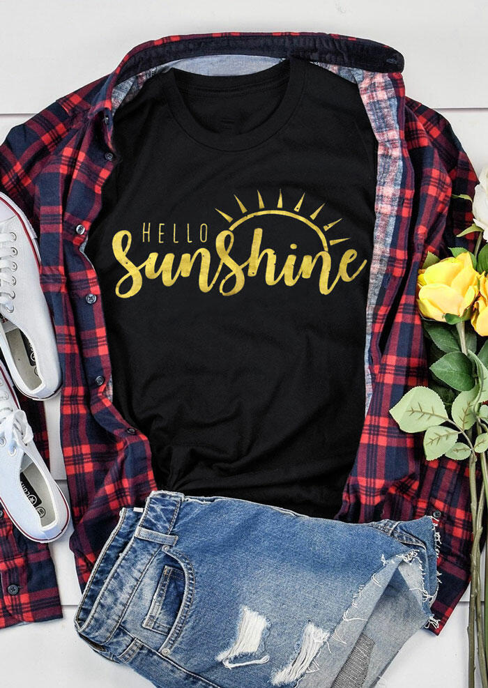 

Hello Sunshine O-Neck T-Shirt Tee - Black, 462371