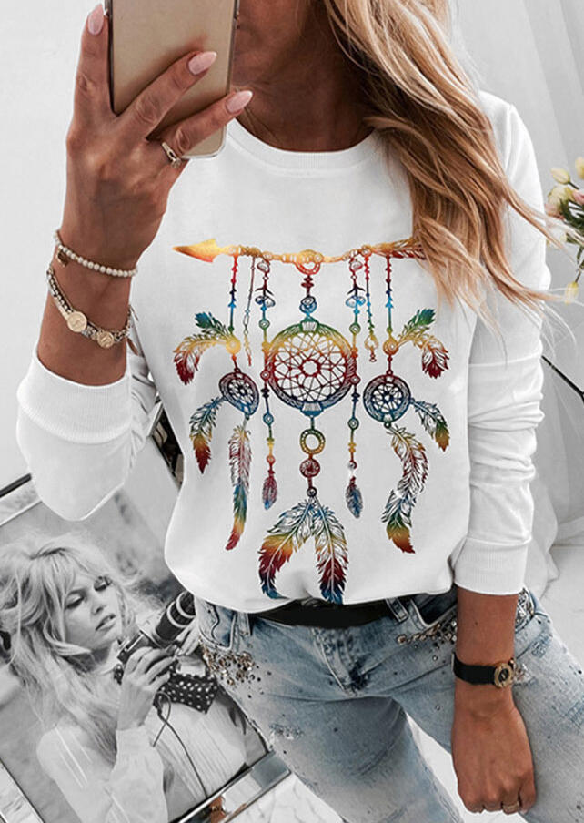Feathers Arrow T-Shirt Tee without Necklace - White, 462404