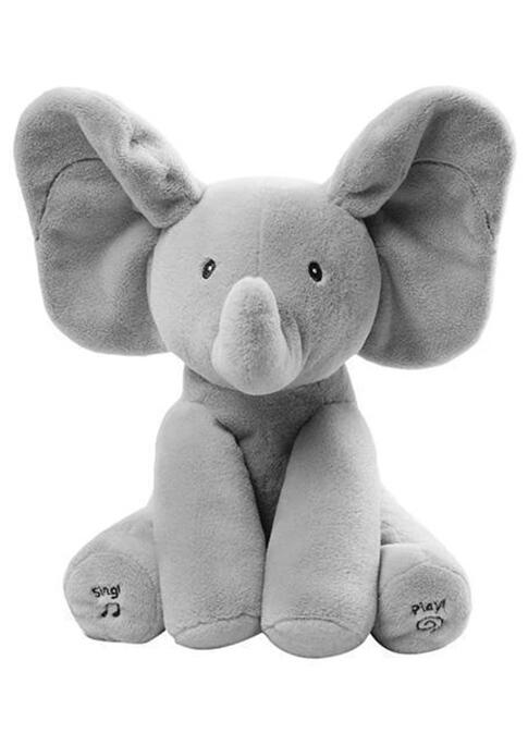 

Baby Peek A Boo Animated Singing Elephant Flappy Plush Toy, Gray