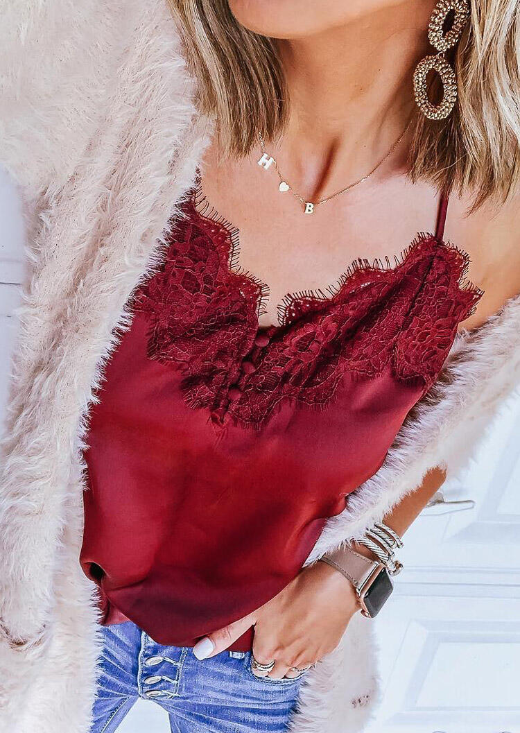 

Lace Splicing Camisole without Necklace - Burgundy, 462459