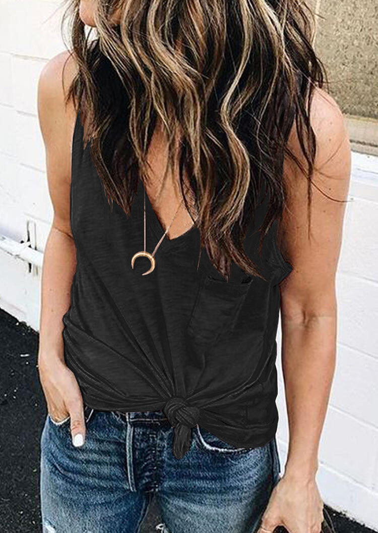 

Pocket V-Neck Tank without Necklace - Black, 462519