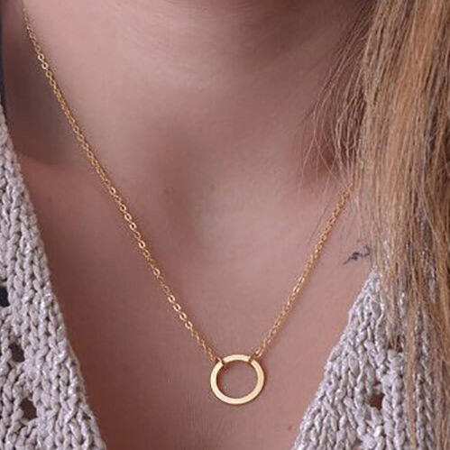 

Simple Circle Clavicle Chain Necklace, Gold, 462527