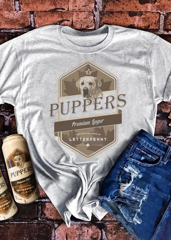 

Letterkenny Puppers Premium Lager Beer T-Shirt Tee - Light Grey, 462538