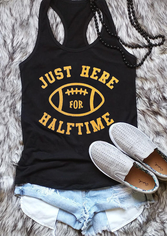 

Tank Tops Just Here For The Halftime Football Tank - Black. Size